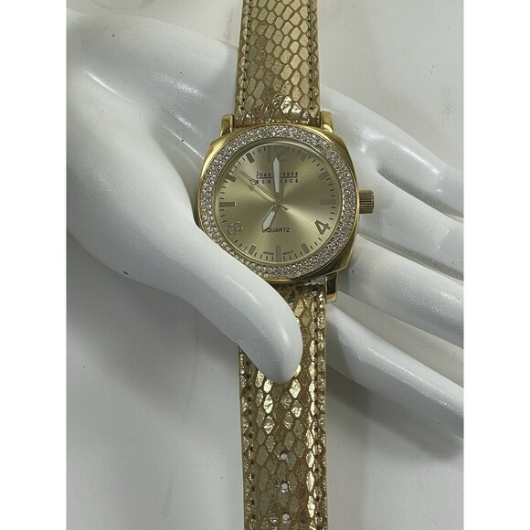 Vintage Joan River Classic Quartz Watch Women’s Gold Leather Crystal Bezel - Picture 10 of 16